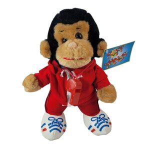 Soft Things Coach Monkey Plush 10" Red Tracksuit Whistle Trainer Gym Sports NWT
